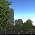 Modern Office Buildings Complex With Green Roofs Neatly Planned Surrounded By Trees And Roads