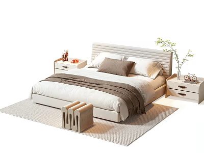 Modern Double Bedclothes Bedside Table Ornaments Pillow Book Green Plant Ornaments Table Lamp Pillow 3d model