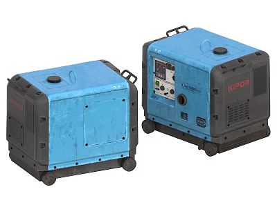Blue And Black KIPOR Industrial Generators With Portable Design Control Panel And Wheels 3d model