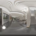 Modern Retail Store Interior With Wooden Shelves Products Display Open Layout And Dark Floor Tiles