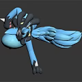 Game Character Blue Fox Like With Black Body Yellow Top Red Eyes And Pink Paws