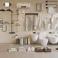 Complete Modern Bathroom Set With Shower Fixtures Towel Racks Toilets And Storage Accessories