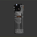 3D Rendered Metallic Cylindrical Weapon With Wooden Handle Shiny Surface And Multiple Components