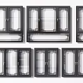 Modern Casement Windows With Black Frames And Clear Glass Panel Designs 3d model