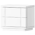 Modern Dark Wood Bedside Table With Two Drawers And Golden Decorative Stripes
