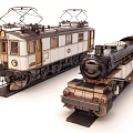 Vintage Steam And Electric Train Models With Detailed Classic Design Features