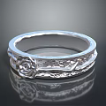 Exquisite Silver Jewelry Ring Featuring Rose Decoration And Carved Pattern Design 3d model