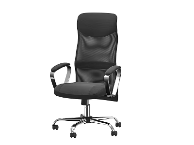 Modern Black Mesh Back Office Chair With Metal Arms And Rolling Base 3d model