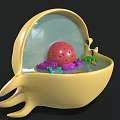 Colorful Biological Cell 3D Model with Nucleus Mitochondria Organelles and Internal Structure