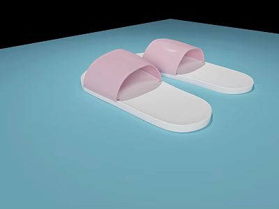 Soft Pink Open Toe Slippers with White Base for Comfortable Home Wear 3d model