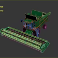 Green Agricultural Combine Harvester With Front Reaping Mechanism And Operator Cab Wheels