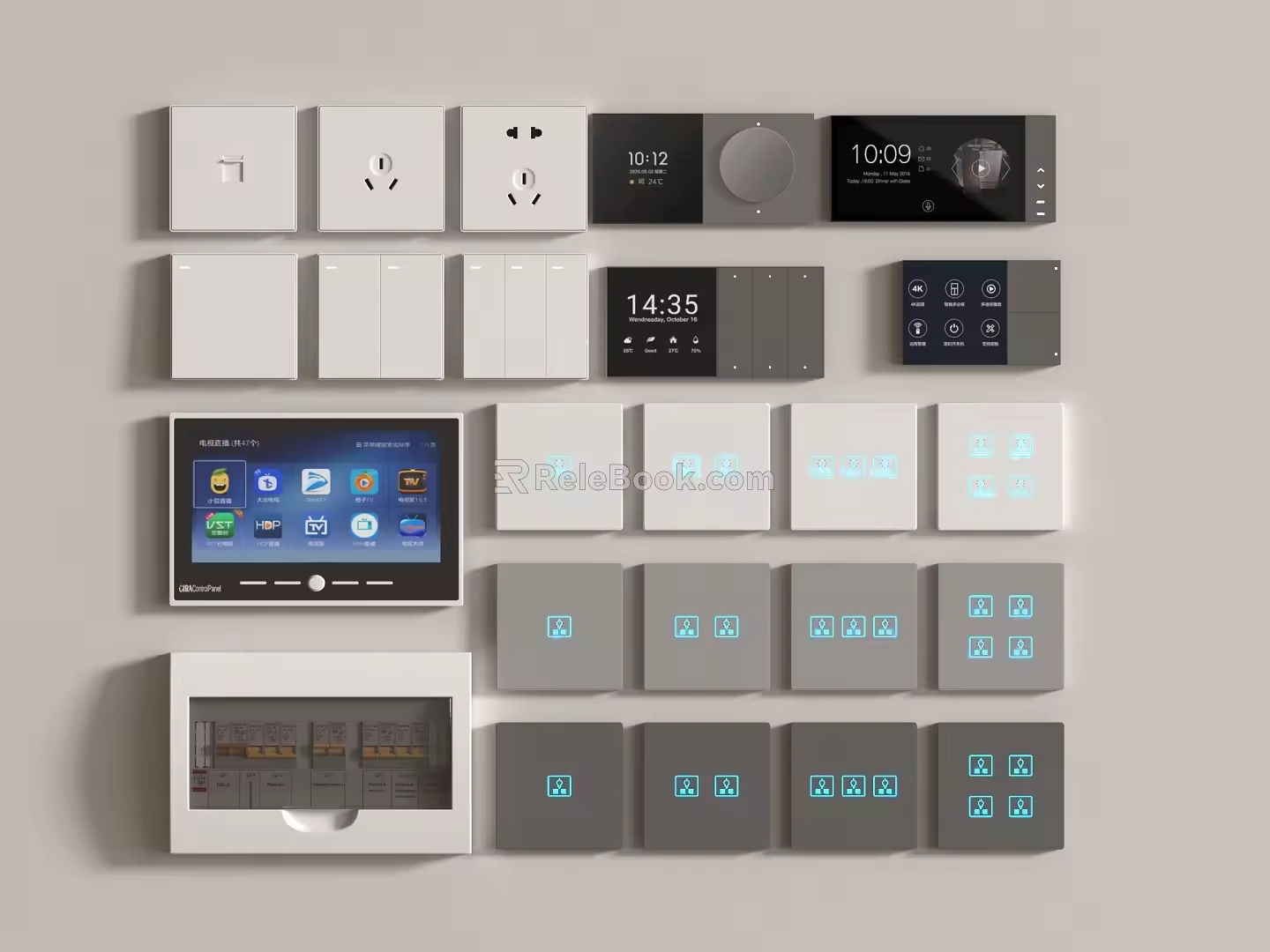 Switch Smart Switch Panel Switch Socket Power Box Video Phone Socket 3d model