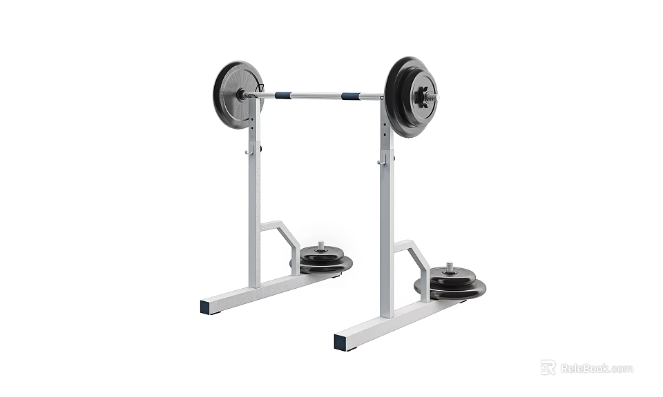 Sturdy Barbell Rack With Weight Plates For Home Gym Fitness Training 3d model 