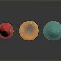 Colorful Glittery Mushroom Sculptures In Red Orange Blue On Black Background