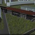 Modern Metro Station With Red Roof Surrounded By Lush Green Trees And Urban Buildings