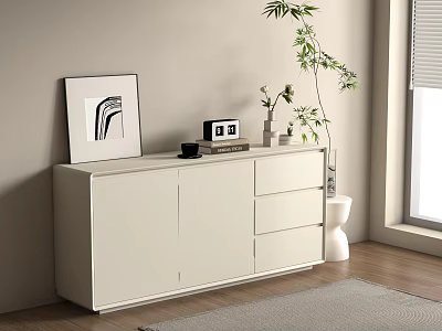 Cream Minimalist Cabinet of drawers 3d model