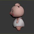 Pink Pig Stuffed Toy with Closed Eyes Red Nose Red Cross Bag and White Outfit