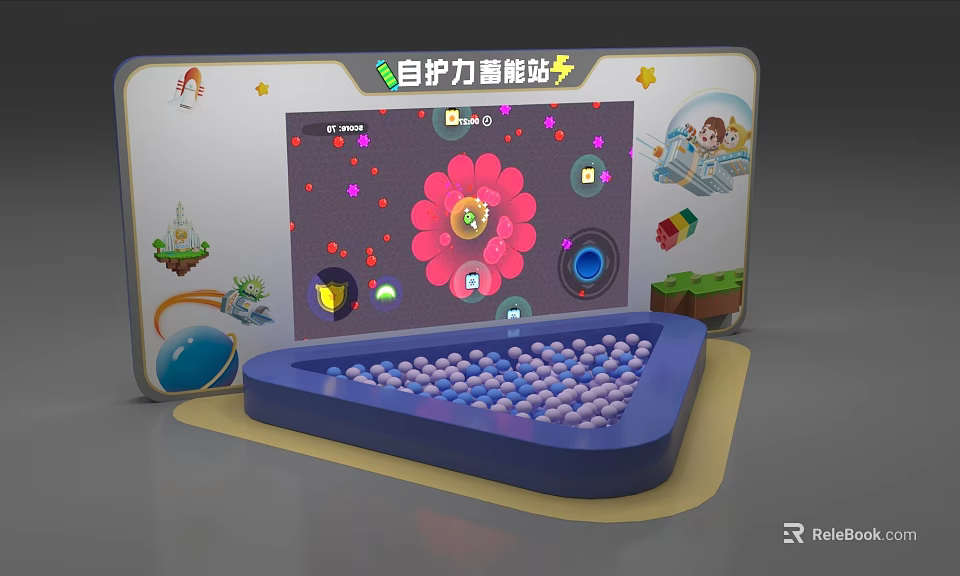 Interactive Play Area With Smart Game Colorful Graphics Ball Panel And Cartoon Elements 3d model 