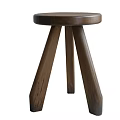 Wooden Side Table with Round Top and Three Sturdy Legs in Minimalist Design