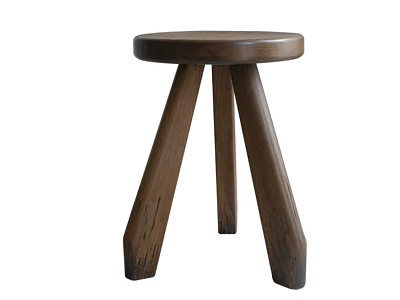 Wooden Side Table with Round Top and Three Sturdy Legs in Minimalist Design 3d model