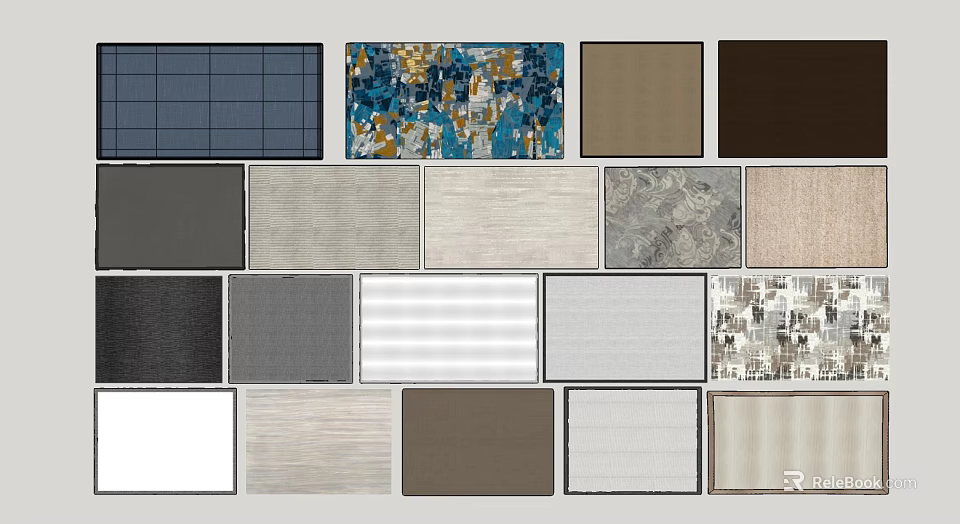 Square Rugs with Various Patterns Colors and Textures for Home Decor 3d model