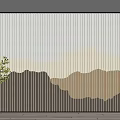 New Chinese background wall landscape grid background wall 3d model