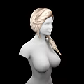 Female Game Movie Character 3D Model With Blonde Braided Hair And Upper Body