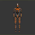 Orange Black Robot Design With Mechanical Joints And Chest Display Panel