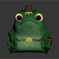 Green Frog Adventurer Plush Toy Character with Brown Hat Yellow Eyes Belt and Backpack