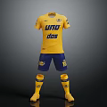 Yellow And Blue Soccer Uniform With Uno Dos And Number 18 Shorts Socks Boots
