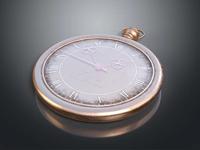 Vintage Brass Pocket Watch With Roman Numeral Dial And Shiny Case 3d model
