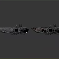 Two Metallic Sci Fi Vehicles With Detailed Surface And Top Mounted Devices