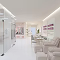 Modern Beauty and Hair Salon Interior With Styling Stations Glass Partitions and Product Shelves