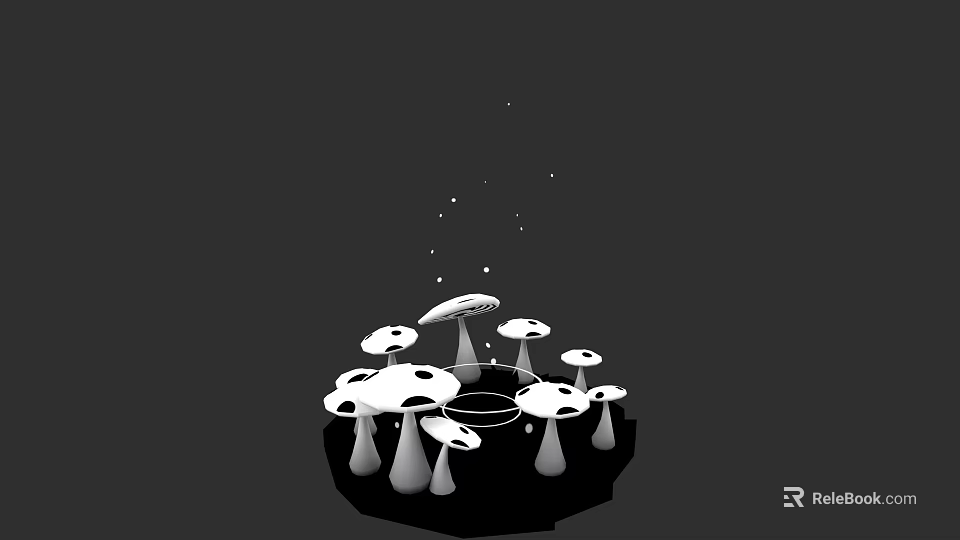 Unique Mushroom Shaped Jewelry With Sparkling White Stones And Light Accents 3d model 