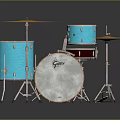 Professional Blue Drum Set With Cymbals Shells Stands And White Heads 3d model