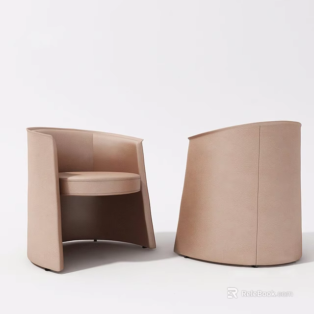 Modern Light Brown Single Sofa With Curved Structure Upholstered Against Simple White Background 3d model 