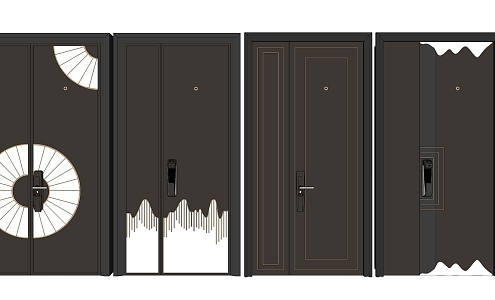 New Chinese style door 3d model