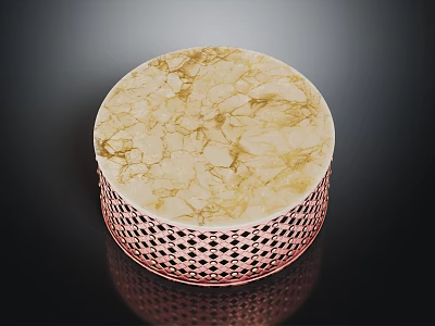 Art Supplies And Musical Instrument Storage Box With Marble Pattern Top Rose Gold Hollow Design 3d model