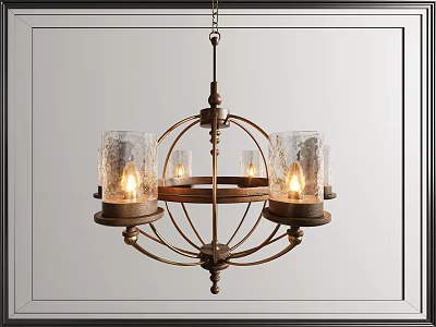 Vintage Chandelier With Metal Frame Glass Shades And Candle Lights For Interior Decor 3d model