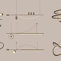 Modern Contemporary Chandelier Designs With Geometric Linear And Circular Metallic Structures 3d model