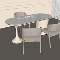 Modern Minimalist Tea Table And Chairs With White Marble Oval Top In Bright Room