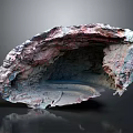 Irregular Natural Rock Cave Structure Featuring Colorful Pink Blue Green Surface And Reflective Base