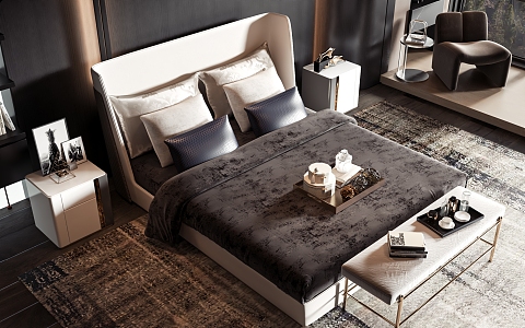 New Chinese style commodity bed 3d model