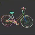 Light Blue Bicycle With Brown Seat And Wheels On Dark Background With Reflection 3d model