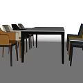Modern Dining Table Set With Multicolor Chairs And Rectangular Wooden Top 3d model