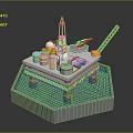 Offshore Oil Drilling Platform With Drilling Tower Helicopter Storage Tanks And Ladder
