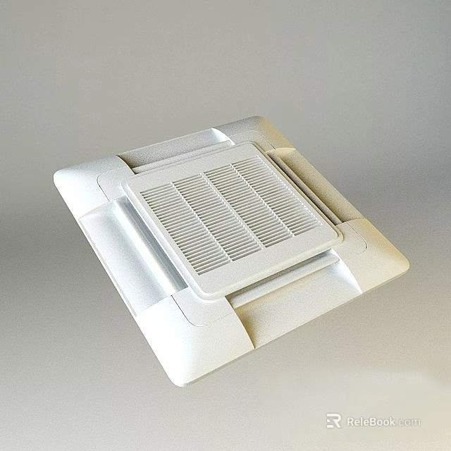 White Square Ceiling Mounted Air Conditioner Fan With Grille Design And Modern Style 3d model 