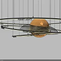 Modern Planet Moon Chandelier With Hanging Rings And Luminous Moon Design