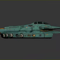 Teal Cosmic Spaceship Design With Circular Ring Neon Lights Cockpit And Mechanical Details