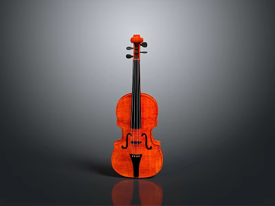 Elegant Wooden Violin With Glossy Surface And Fine String Details For Home Use 3d model